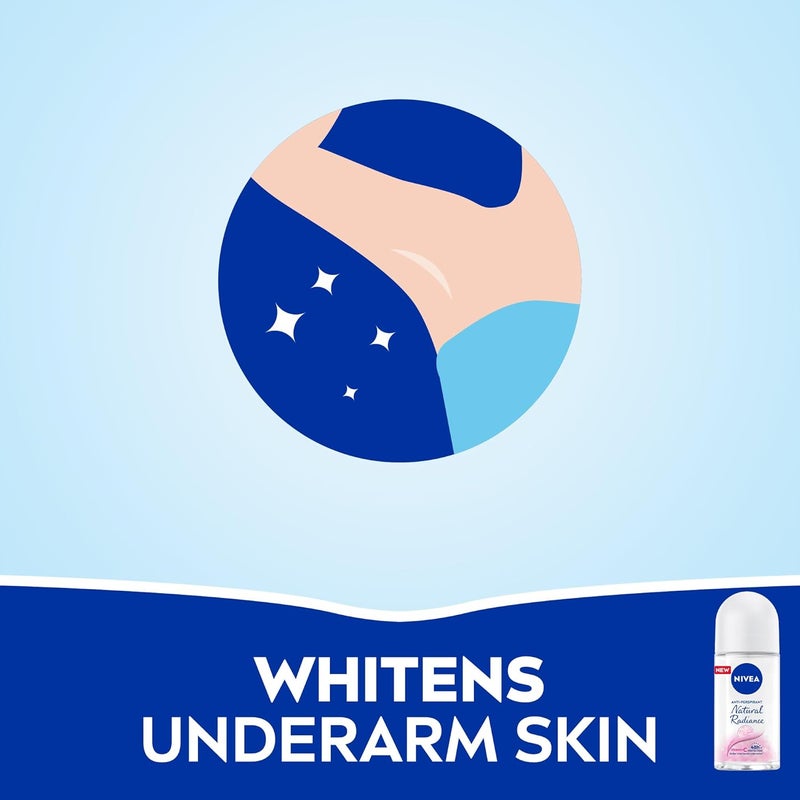 Nivea رول-أون مضاد للتعرق من نيفيا للنساء، حماية لمدة 48 ساعة، إشراقة طبيعية، عبوة من 3 (3x50 مل) - Image 5